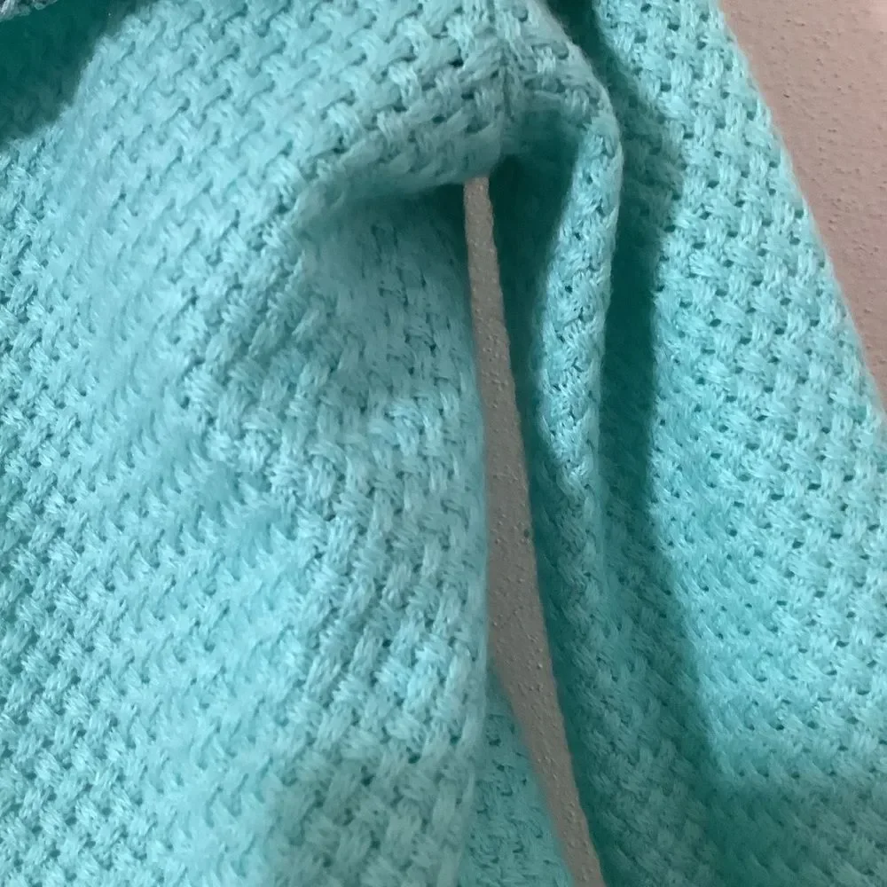 Teal Retro Wintercore‎ Cabincore Holiday Feminine Winter Sparkly Knit Sweater XS